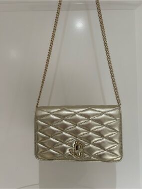 Jimmy Choo Metallic Gold Quilted Crossbody Bag